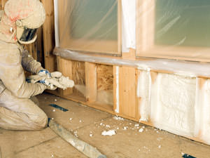 Insulation being applied to a Centreville home